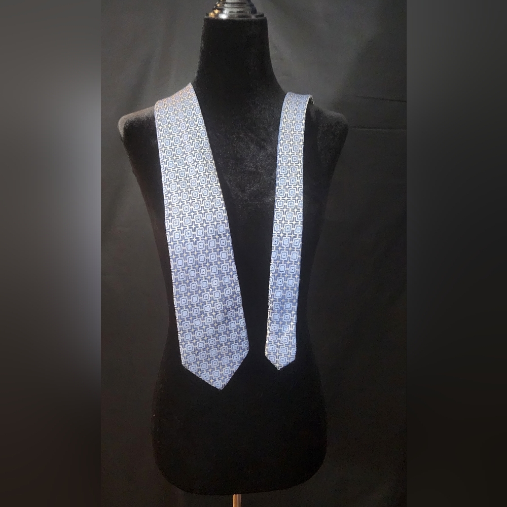 Boss Quilted Geometric Silk Tie in Light Blue